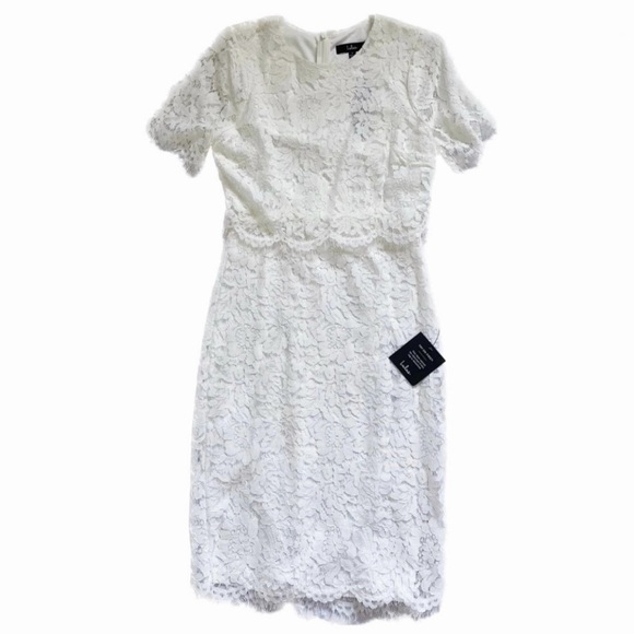 NWT Lulus Devotion White Lace Short Sleeve Midi Dress - Picture 1 of 4